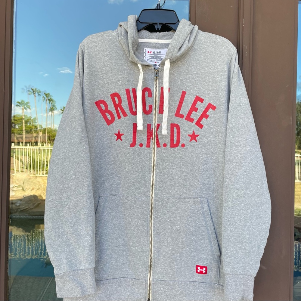 Under Armour Gray Full-Zip Hoodie with Red Bruce Lee J.K.D. Graphic - Picture 3 of 15